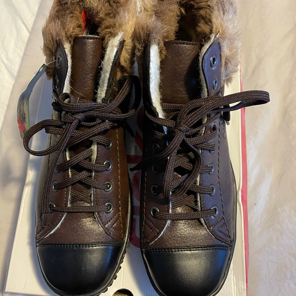 Rieker leather fur-lined short boots CORDULA